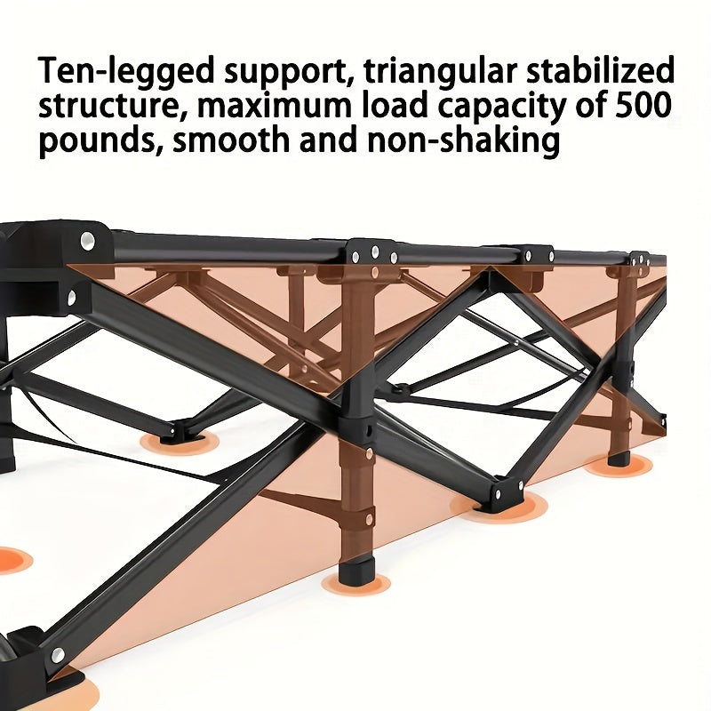 Extra Wide 75 Inch Folding Camping Cot - 500lb Capacity, Oxford Portable Camping Bed - Thickened Two-Tone Pearl Mattress, Side Pocket, Heavy Duty Outdoor Bed for Travel, Beach, Camping Adventures