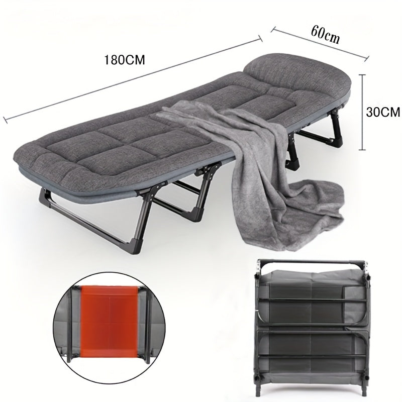 Folding Bed with Mattress, Adult Portable Folding Bed with Comfortable Pad Thickened Headrest, Metal Frame, Space-saving Folding, Easy Storage, 70.8 Inches X 23.6 Inches, Universal Casual Indoor and Outdoor, Convertible Sofa