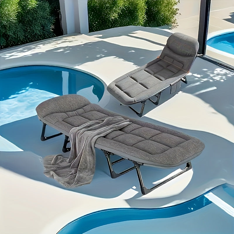 Folding Bed with Mattress, Adult Portable Folding Bed with Comfortable Pad Thickened Headrest, Metal Frame, Space-saving Folding, Easy Storage, 70.8 Inches X 23.6 Inches, Universal Casual Indoor and Outdoor, Convertible Sofa