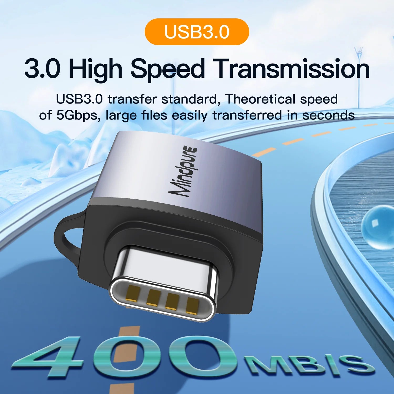 Mindpure OTG Adapter USB-C Type C Male to USB 3.0 Female Converter Adapter Charging Transmission Data for Laptop Use