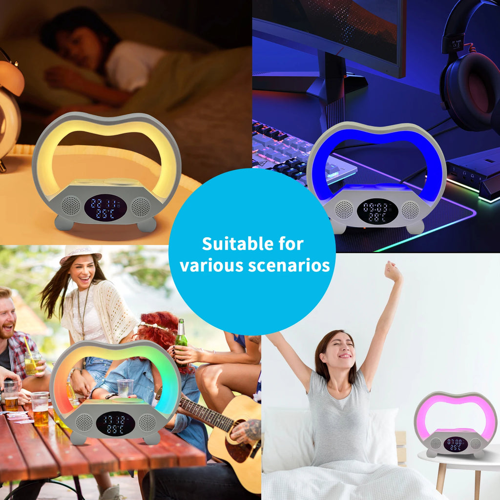New Wireless Fast Charger for Bluetooth RGB Speaker Smart Alarm Clock Sound Light Desk/Table Lamp Perfect Gift for Kids Adults 1