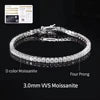 BMOB01 RINNTIN 925 Silver Moissanite Tennis Bracelet 3mm VVS D Color Moissanite Diamond Tennis Bracelet with GRA Certificate
