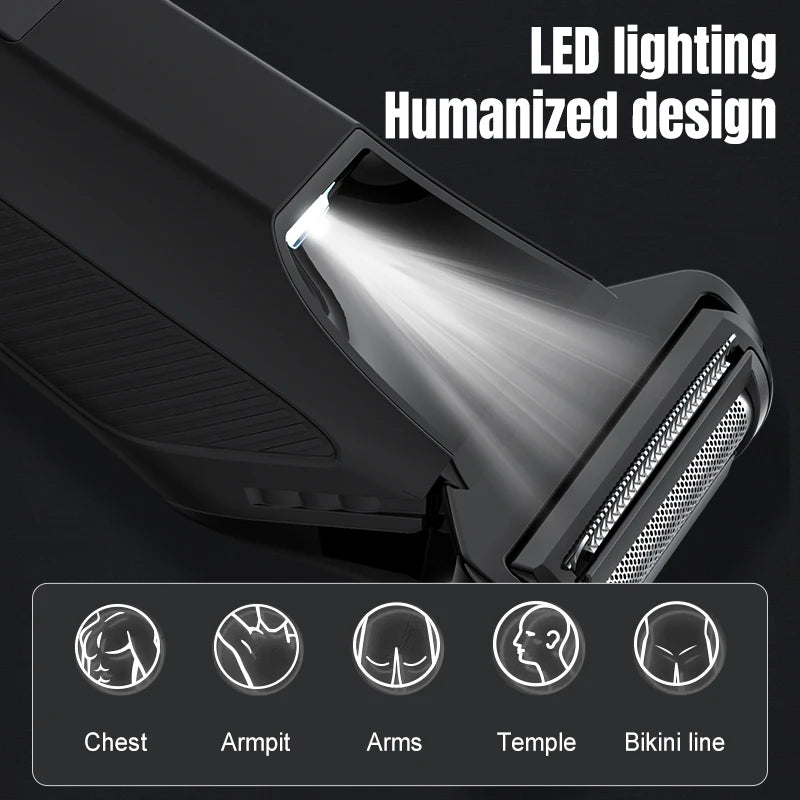 Wholesale Custom Made 3-in-1 Men's LED Lighting Body Trimmer New IPX6 Waterproof Ceramic Drill with Travel Bag Body Groomers