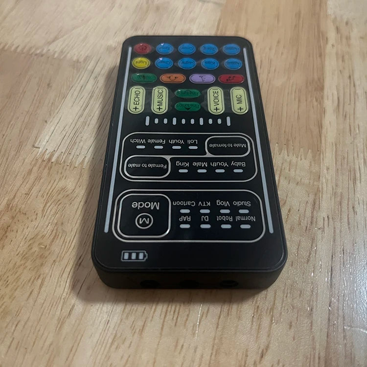 I9 Voice Changer 2nd Portable Live Sound Card Cool Lights Sound Board Voice Disguiser with Adjustable Voice Changer Functions