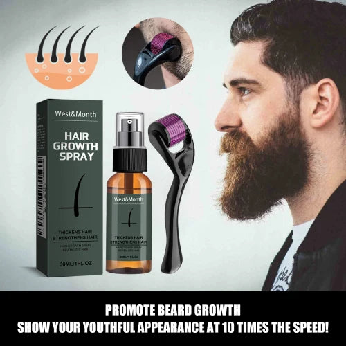 West Month Moustache Set  Moisturizing Spray Facial Hair Treatment Boosting Beard Growth Thickening Liquid