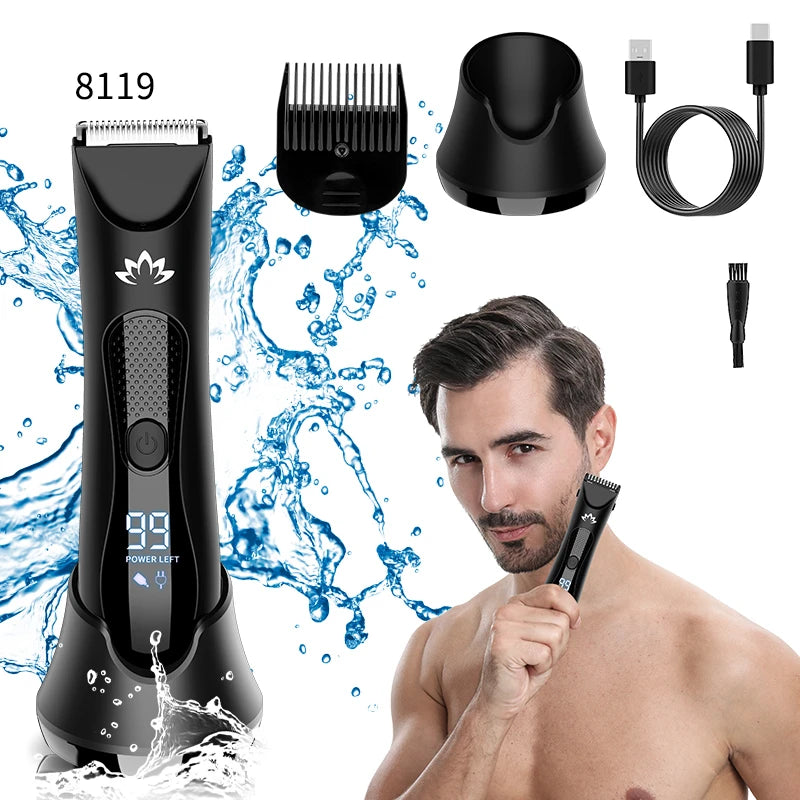 IRUIBEAUTY Men's Rechargeable Waterproof Cordless Trimmer Body Groomer with Ceramic Blade and Base Wholesale