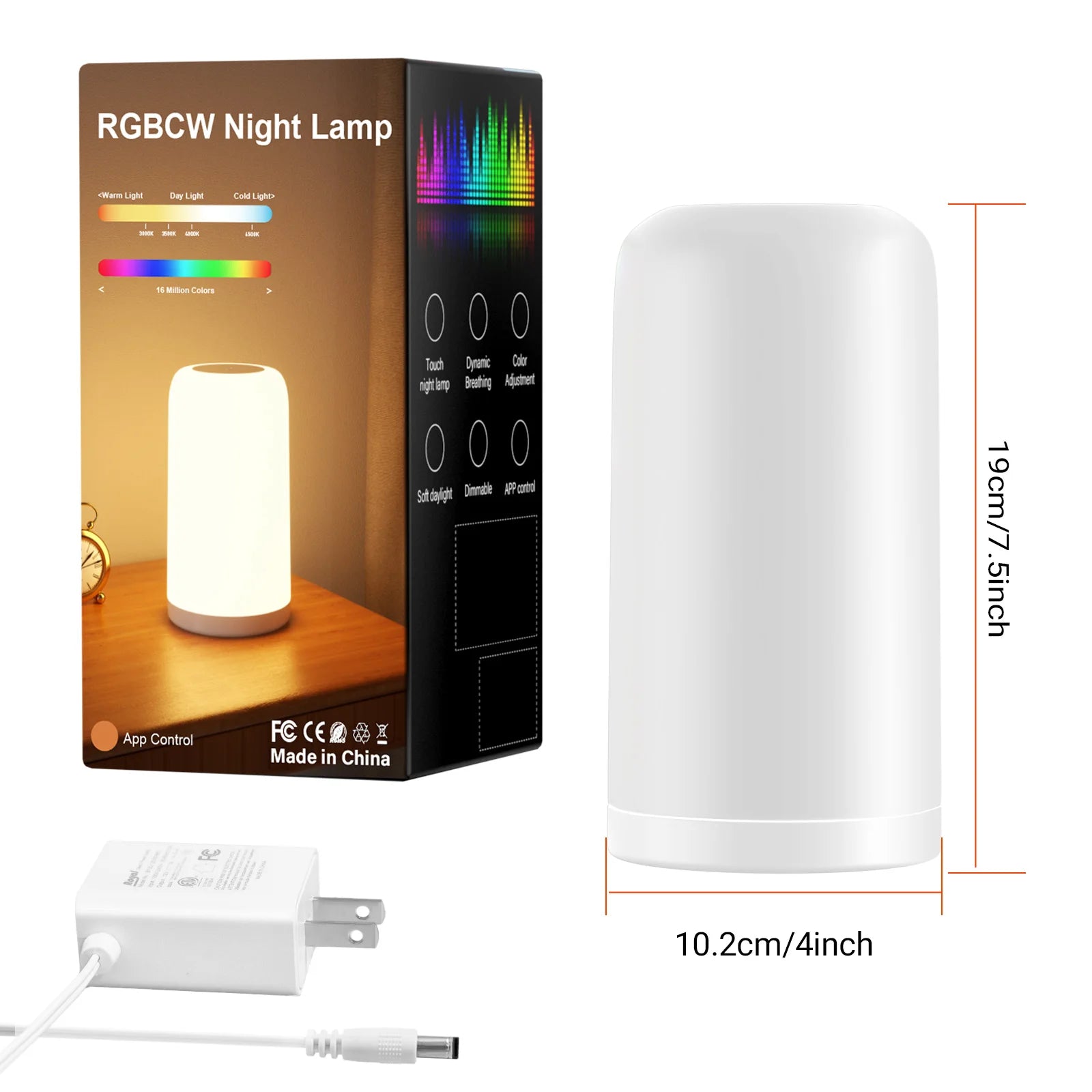 LED Desk Lamp Touch Control Dimmable RGB Colors  Modern Design Eye-Caring LED Night Light