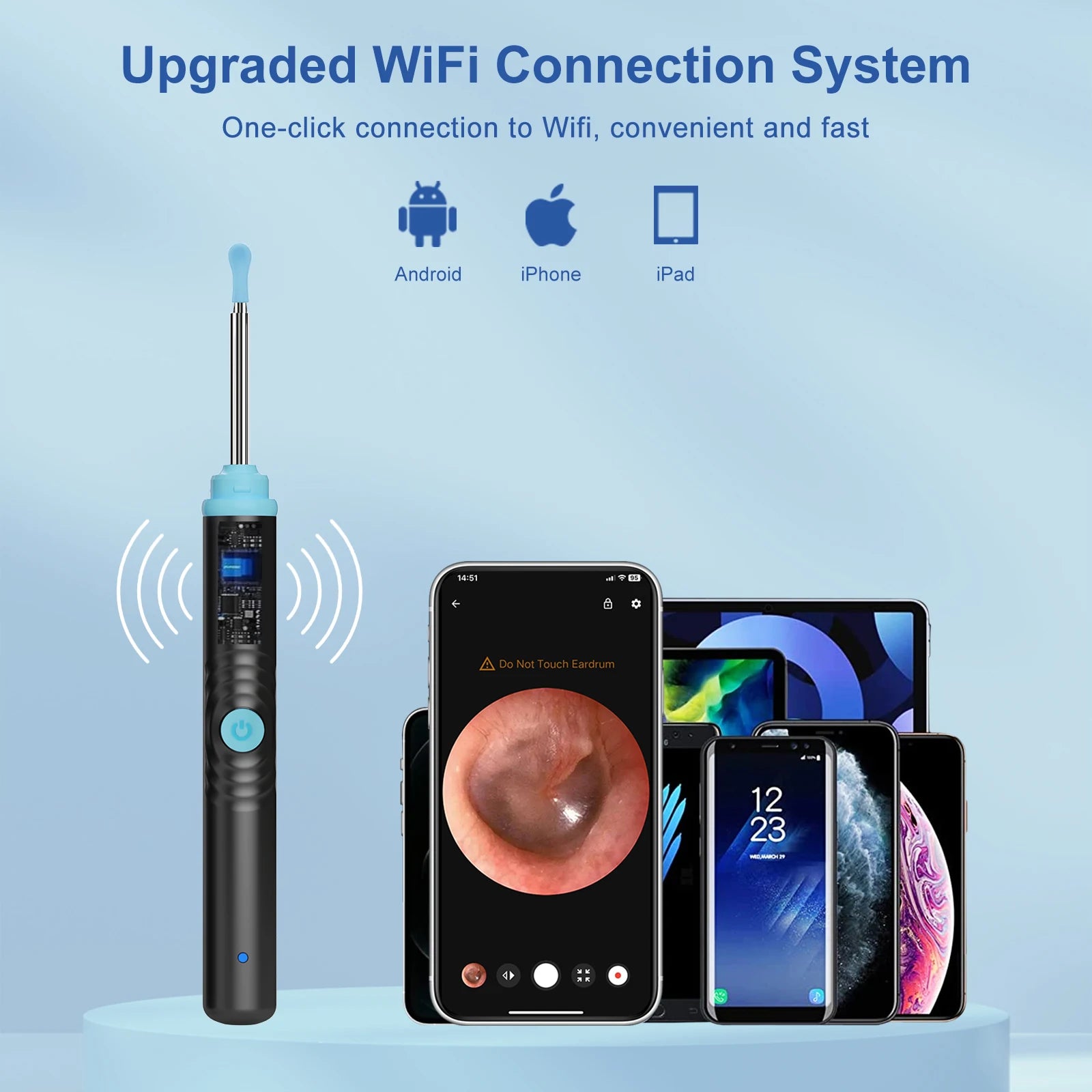 Portable Wifi Otoscope Camera Earwax Remover Wireless Smart Electric Visual Ear Cleaner Visual Ear Pick Spoon