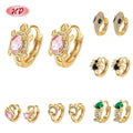 Hengdian 18K Gold-Plated Cute Animal Huggie Earrings Set with Zircon Trendy Women's Anniversary Gift Jewelry Brass 1MOQ