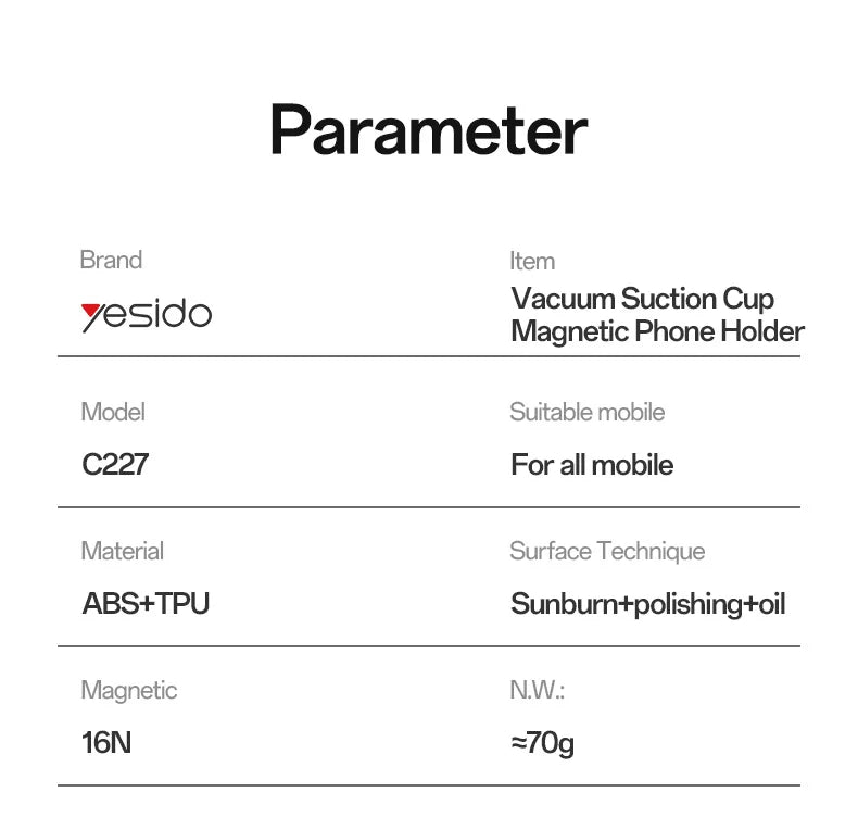 Yesido 360 Rotation Magnetic Vacuum Suction Cup Car Phone Holder Innovative Design for Mobile Phone C227