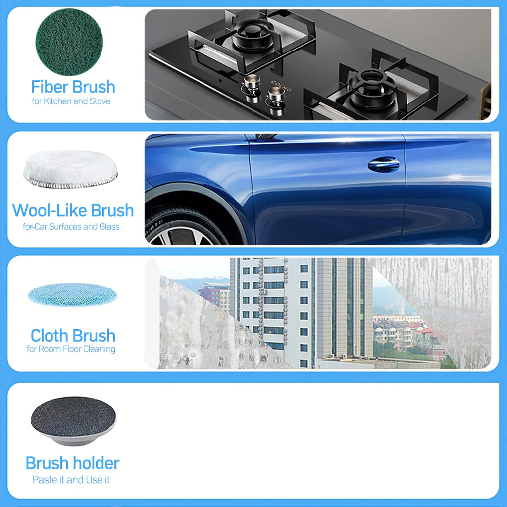 8-in-1 Long Handled Retractable Electric Mop Scrubber Cordless Electric Cleaning Brush for Kitchen & Car Plastic Spin Scrubber