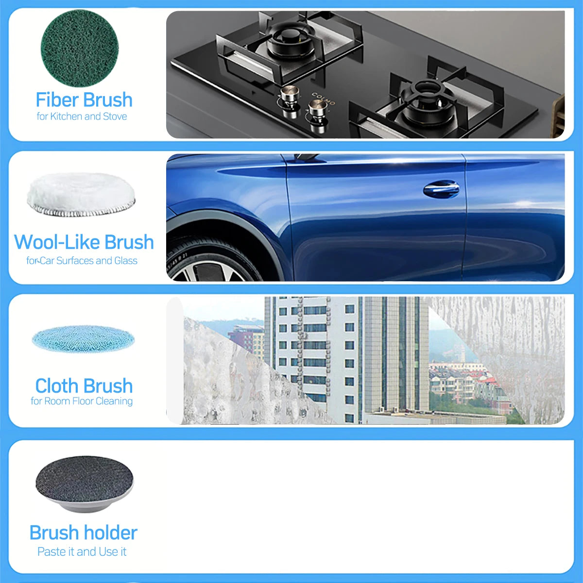 8-in-1 Long Handled Retractable Electric Mop Scrubber Cordless Electric Cleaning Brush for Kitchen & Car Plastic Spin Scrubber