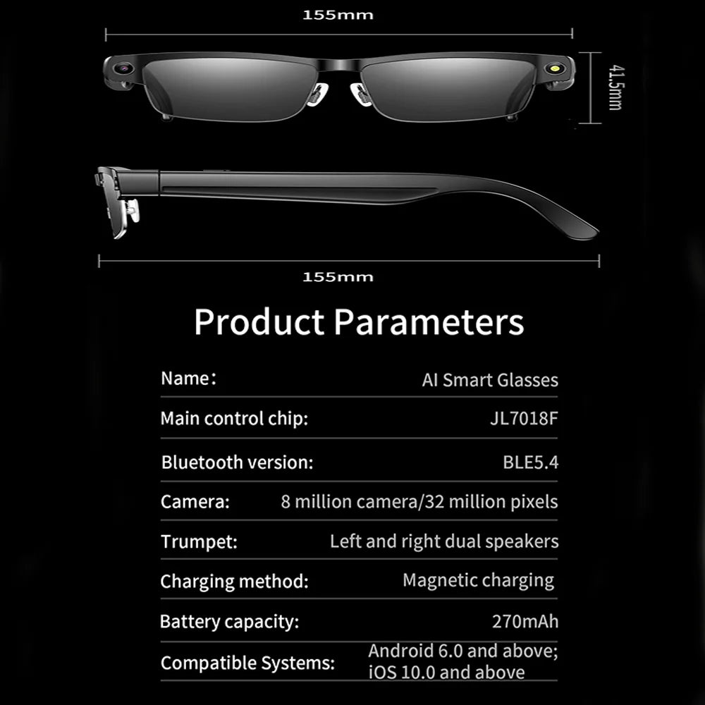 SENBONO Smart Glasses Translator L802 Recognition 8MP Video/Audio Recording Smartglasses with Camera Wifi AI Translation