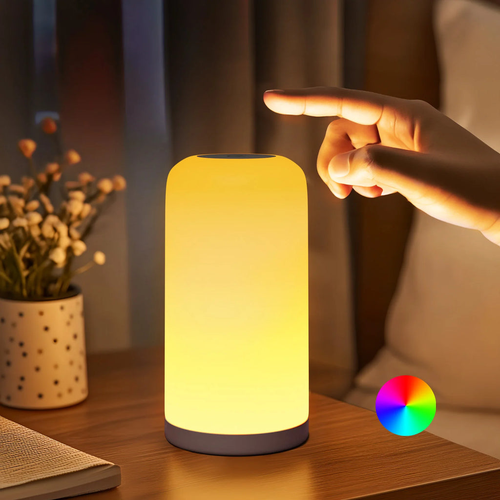 LED Desk Lamp Touch Control Dimmable RGB Colors  Modern Design Eye-Caring LED Night Light