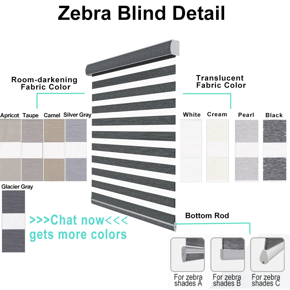 High Quality Material Blackout Room Darkening Window Blinds Zebra Shades Day and Night Zebra Blinds Fabric Book