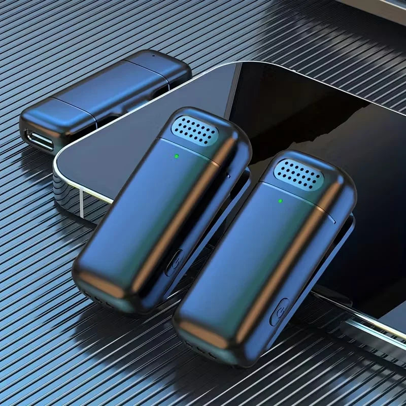 2-Pack Wireless Lav Mic with Auto Pairing Technology Dual Noise Reduction Plug-Play Ideal for  YouTube Vlogs Live Streaming