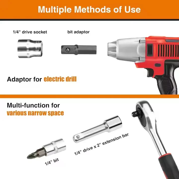 Professional Racing Grade Box Set 46pcs Standard Sockets Car Bicycle Motorcycle Repair Ratchet Wrench Quick Hand OEM