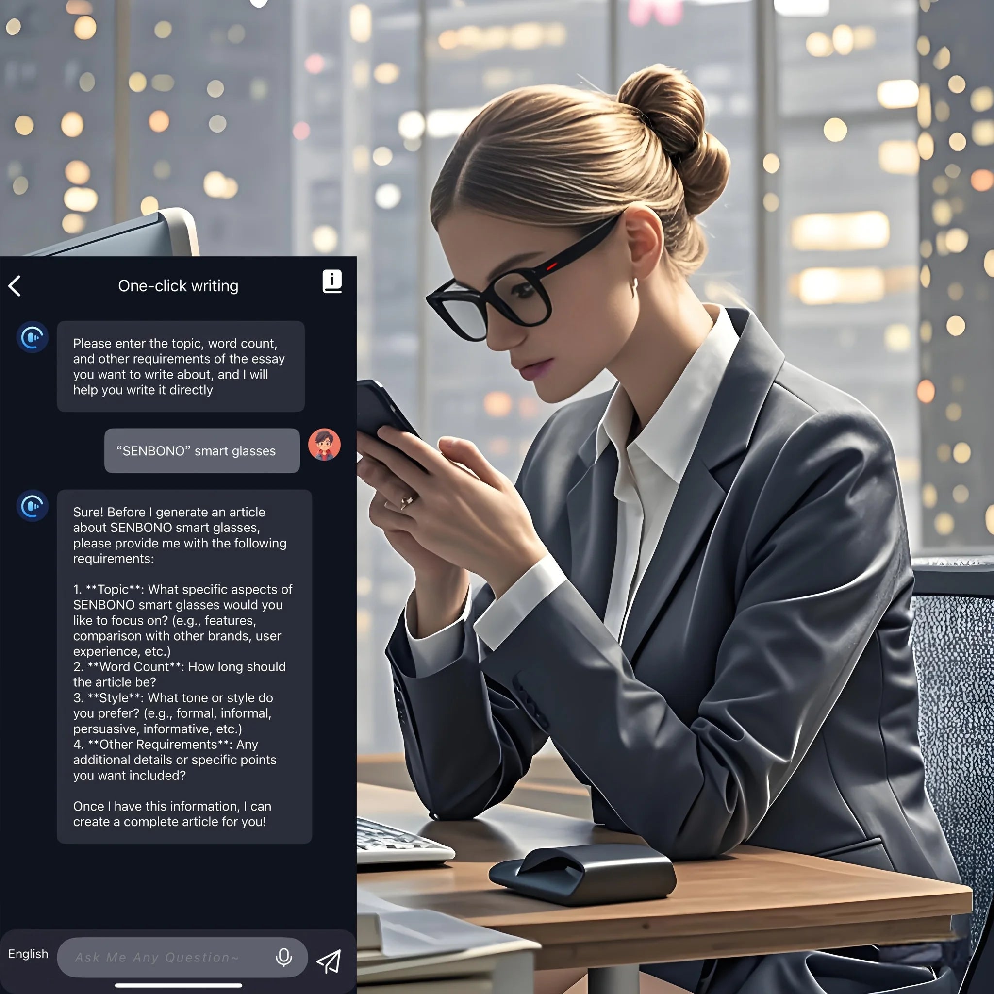 SENBONO  E13 AI Translate Smart Sunglasses Wireless Hands-Free Call Music  Smart Sport BT Sunglasses OutdoorAI Smart Glasses