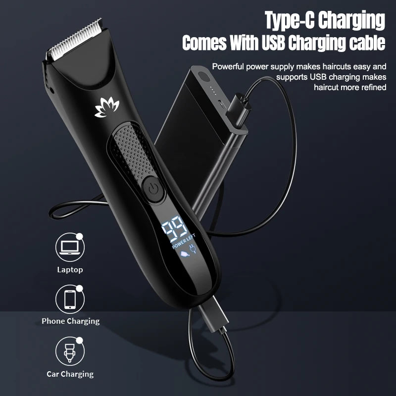 IRUIBEAUTY Men's Rechargeable Waterproof Cordless Trimmer Body Groomer with Ceramic Blade and Base Wholesale