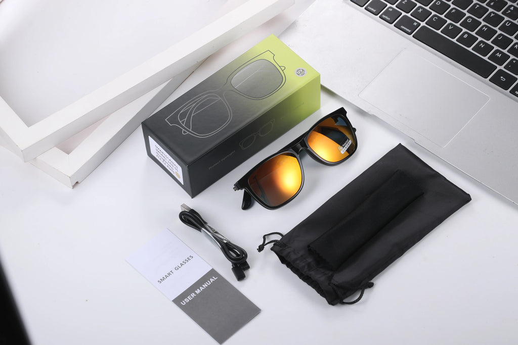 SANVNET GS05 Dual Lenses Smart Sunglasses Sports for Wireless Call Voice Assistant Polarized with Eyewear Frame Smart Glasses