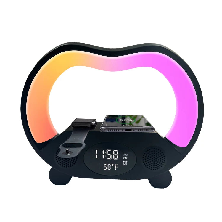 Wireless Charger LED Alarm Clock with RGB Night Light 5W to 10W Integrated Lamp and Speaker