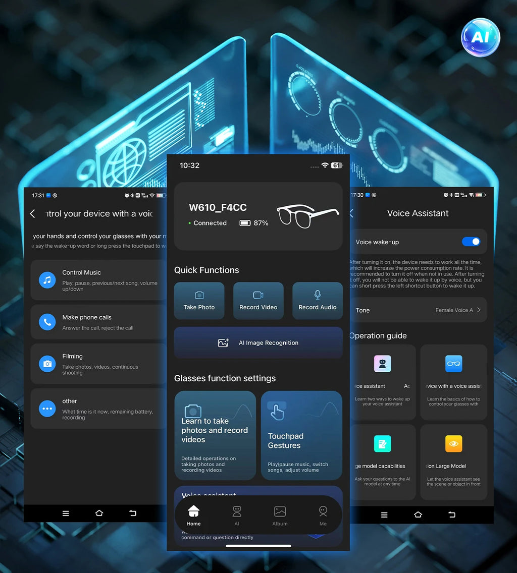 2025 W610 Smart AI Glasses BT Call 4K HD Camera with Ai Translator Glasses Dual-mic Noise Cancellation Anti-Shake Camera Glasses