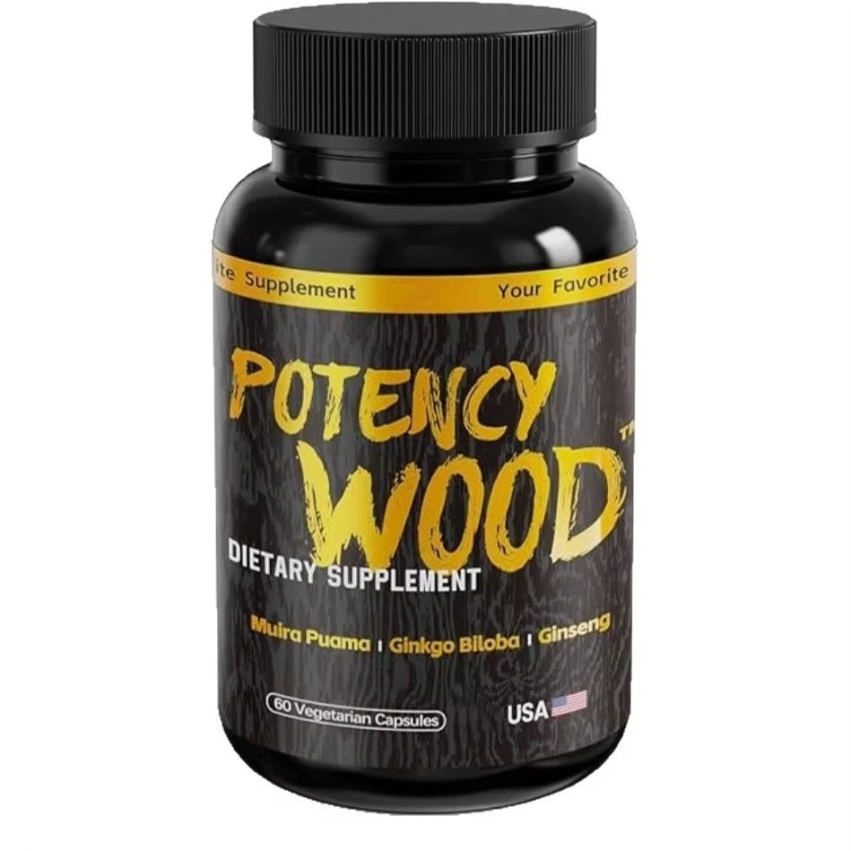 Potency Wood Capsules with Muira Puama Ginkgo Biloba Ashwagandha and Ginseng Premium Ingredients OEM ODM Bulk Supply