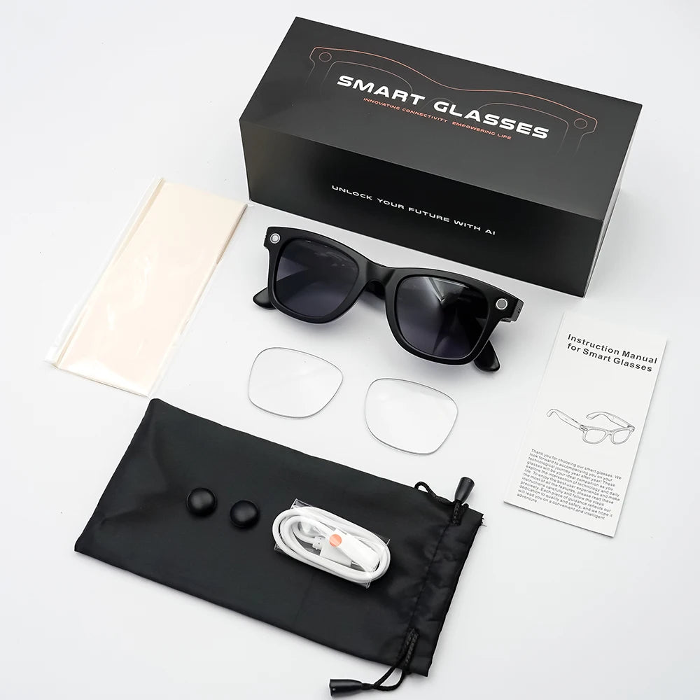 2026 SANVNET GS4 MAX Smart Eyewear 8MP 4K Video Camera Sunglasses Wi-Fi Transfer Audio Record Smart AI Glasses with Dual Lenses