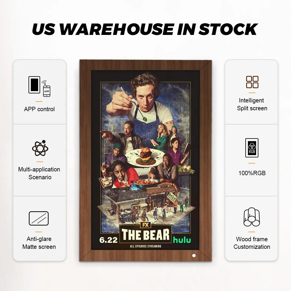 21.5 Inch LCD Nft Display Anti-glare Screen 32GB Video Picture Frame Movie Poster Android App USB WiFi Digital PhotoFrame