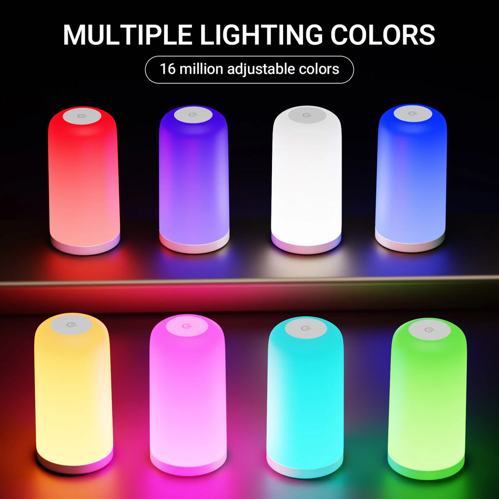 LED Desk Lamp Touch Control Dimmable RGB Colors  Modern Design Eye-Caring LED Night Light