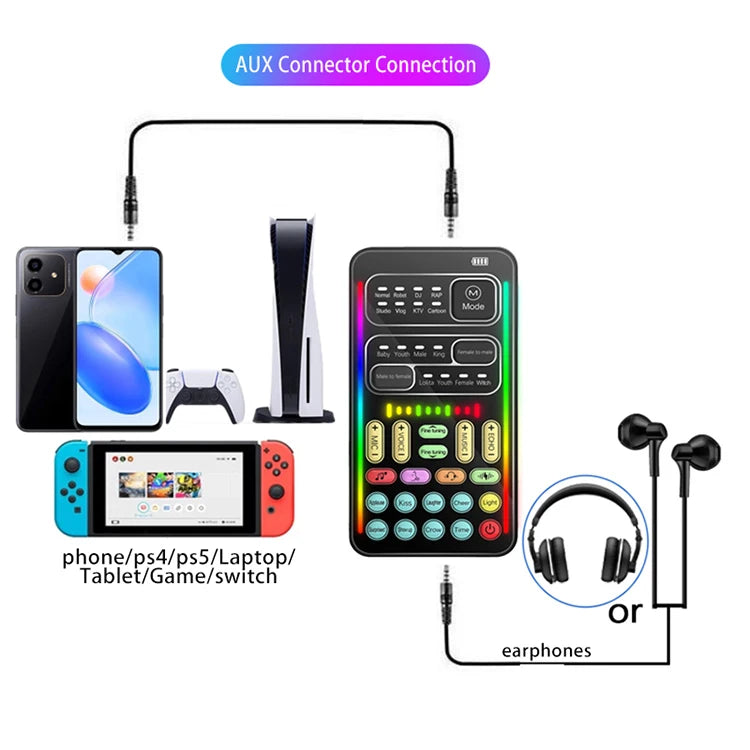 Hot Selling Computer Live Sound Card Portable Voice Changer Device  I9 Sound  Card  for Mobile Game Broadcast Mobile