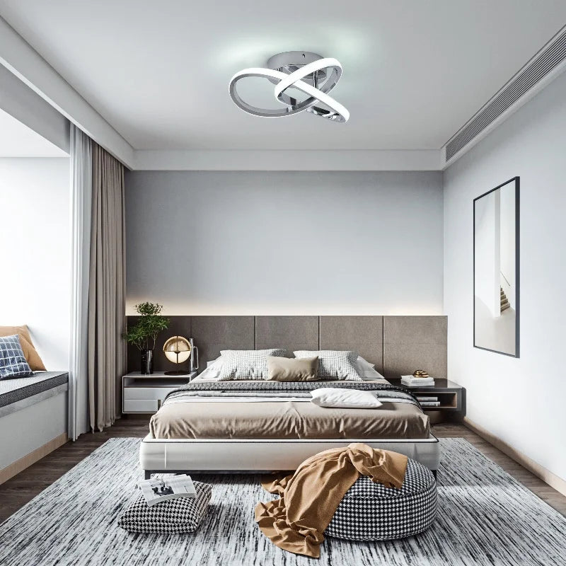 20W LED Ceiling Light, Chrome Semi Flush Mount Fixture, 6000K Cool White Lighting for Hallway, Kitchen, Bedroom, Bathroom