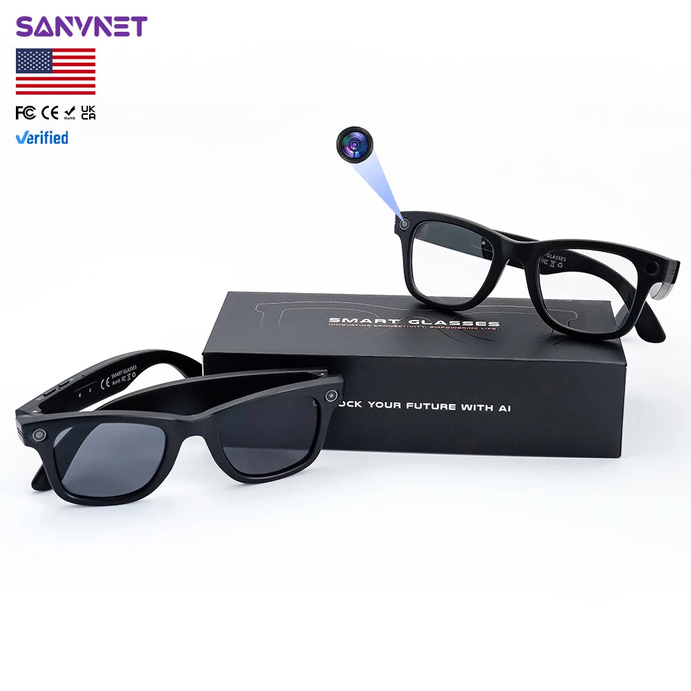 2025 GS4 MAX Smart Glasses Dual Lenses 8MP 4K Video Camera Sunglasses Wi-Fi Transfer Audio Record AI Smart Glasses with Camera
