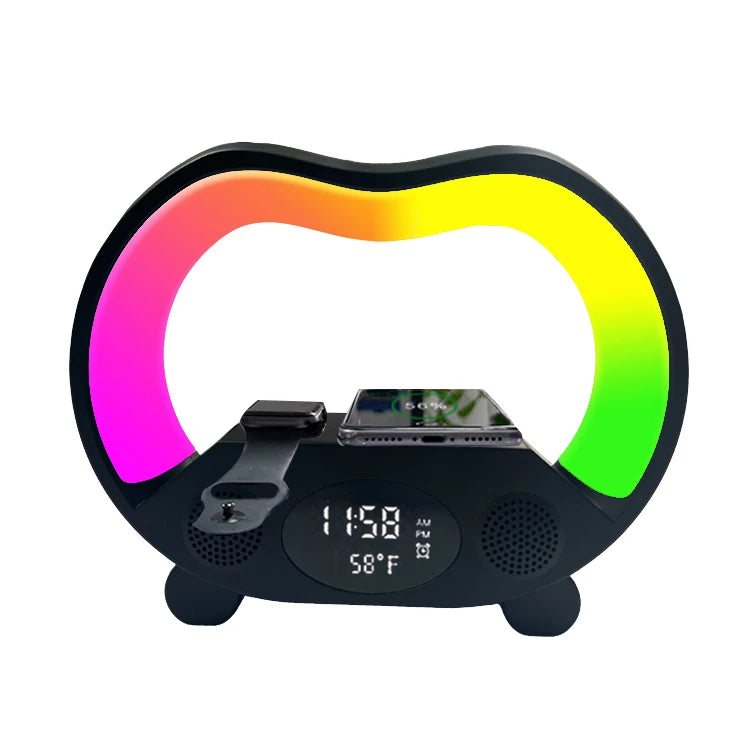 Wireless Charger LED Alarm Clock with RGB Night Light 5W to 10W Integrated Lamp and Speaker