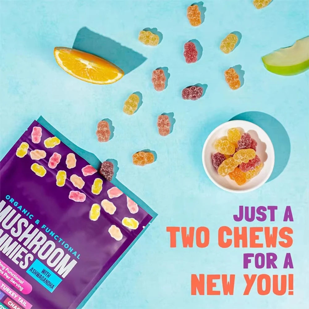 Mushroom Gummies with Ashwagandha Cordyceps Lions Mane and Reishi Premium Quality Natural Blend OEM ODM Wholesale Supply