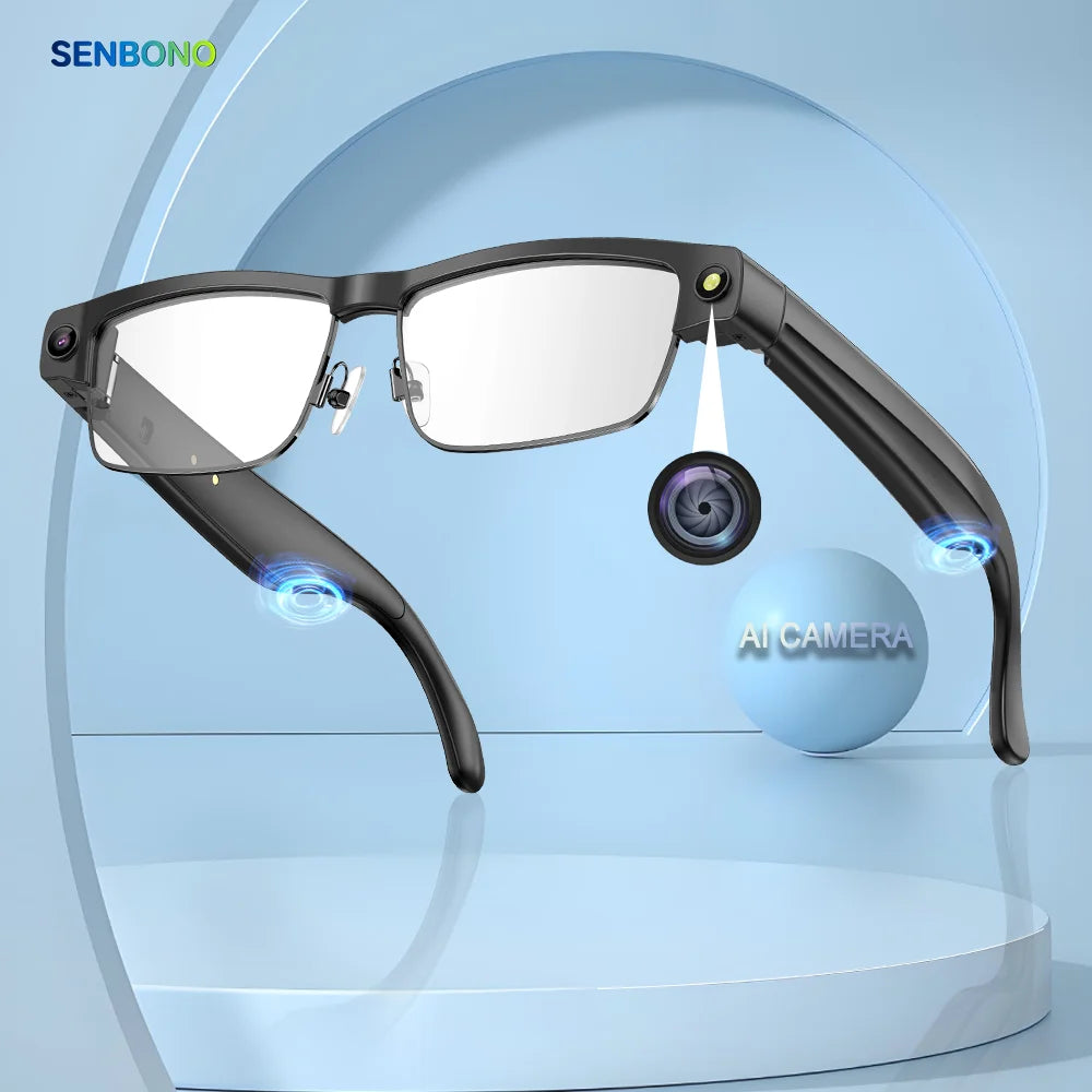 SENBONO Smart Glasses Translator L802 Recognition 8MP Video/Audio Recording Smartglasses with Camera Wifi AI Translation
