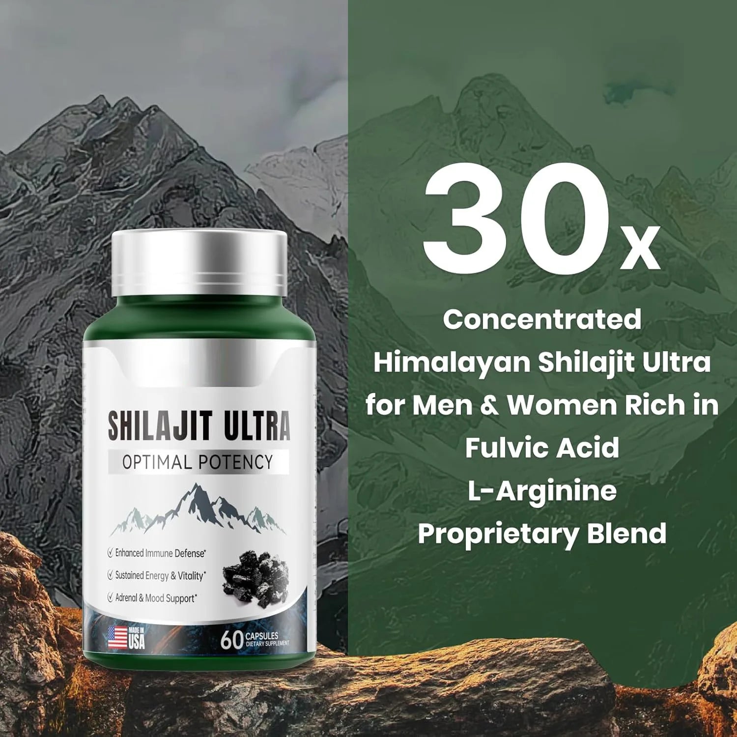 OEM Hot Selling Organic Pure Shilajit Capsule Boosting Energy Antioxidant Sleep Support for Adult Men & Women