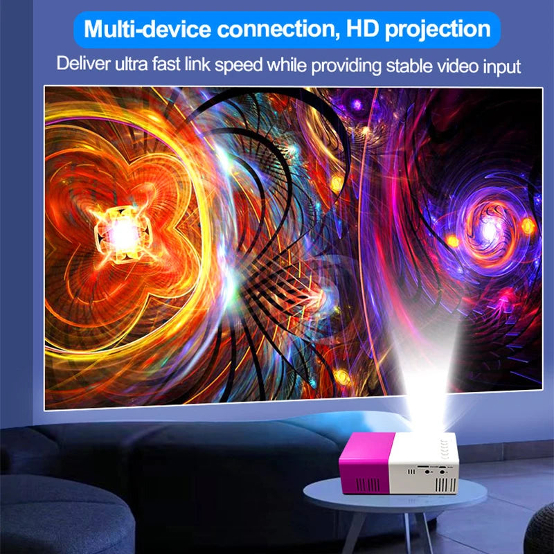 LED Projector with USB, MINI Portable Projector,Remote Control Indoor/Outdoor Movie Projector YG300Purple