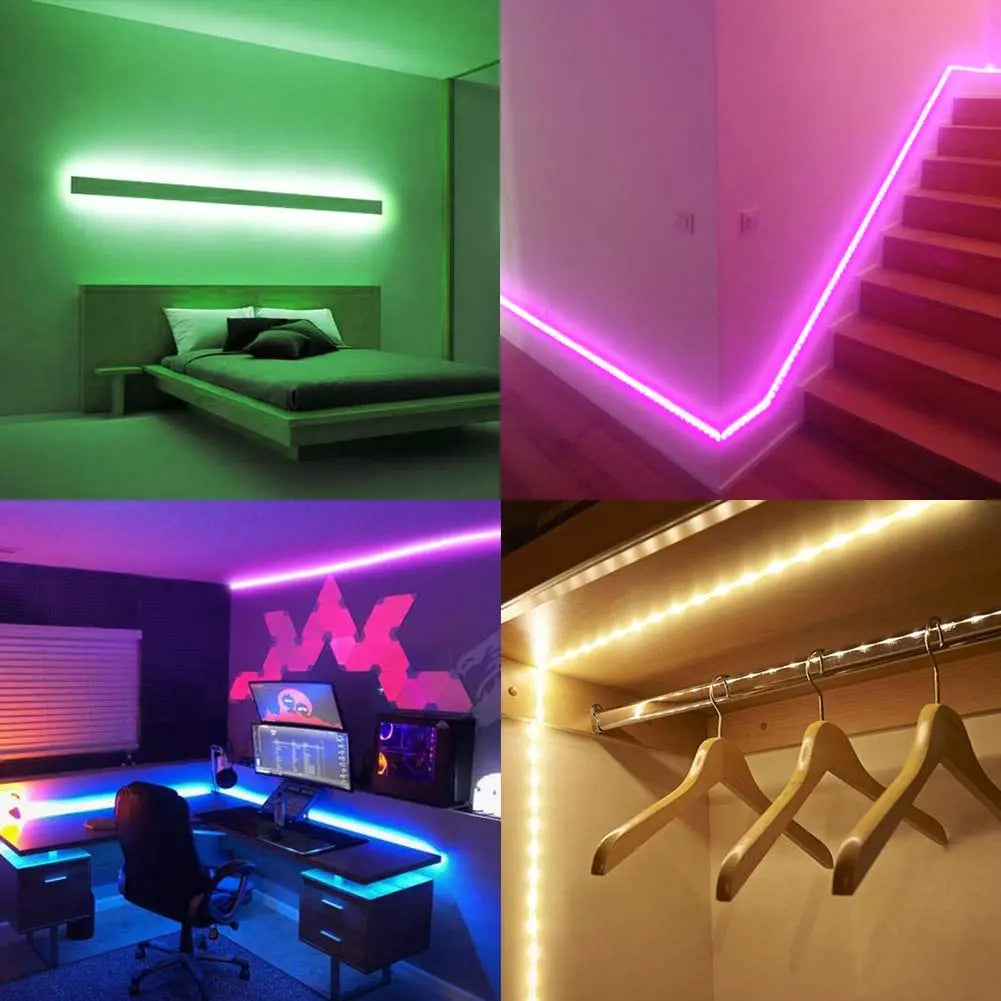 50ft 2835 RGB IC Bluetooth Light Strip Indoor Decoration Color Changing Flex Smart LED Strip Light