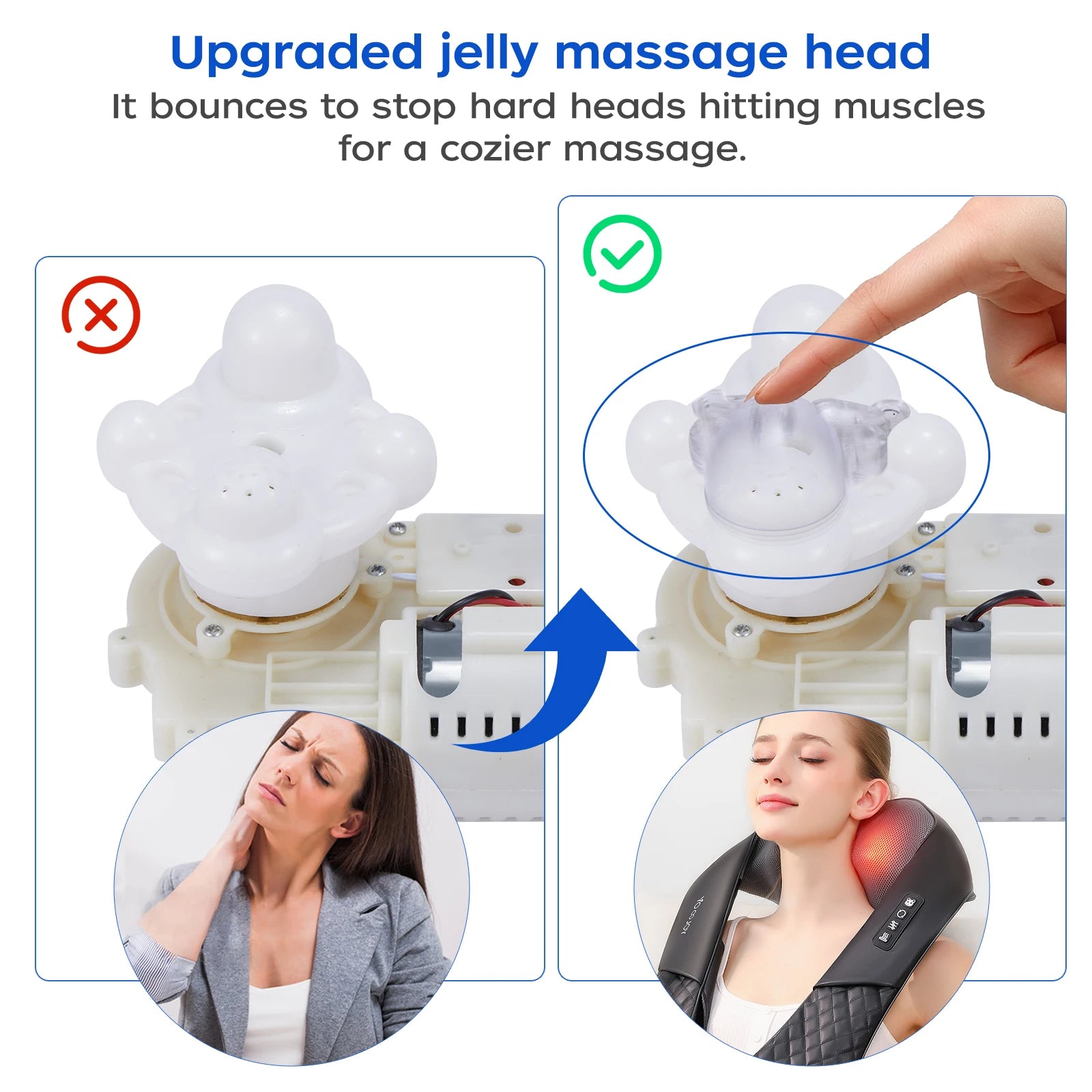 Cordless Shiatsu Neck and Shoulder Massager Electric Deep Tissue Kneading Neck and Shoulder Massage for Muscle Pain Relief