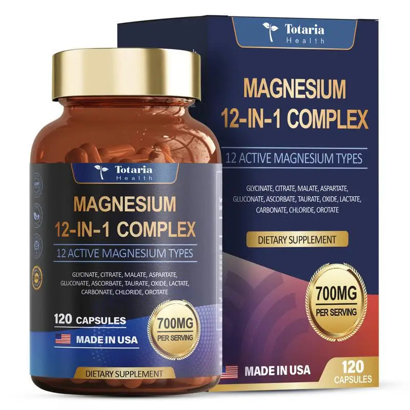 12-in-1 Complex Vitamins Minerals 700mg Magnesium Capsules Enhanced Synergistic Absorption Muscle Relaxation Magnesium Capsules