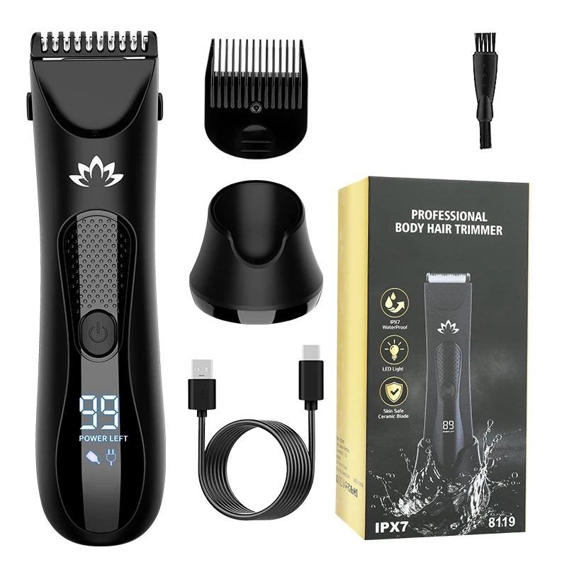 IRUIBEAUTY Men's Rechargeable Waterproof Cordless Trimmer Body Groomer with Ceramic Blade and Base Wholesale