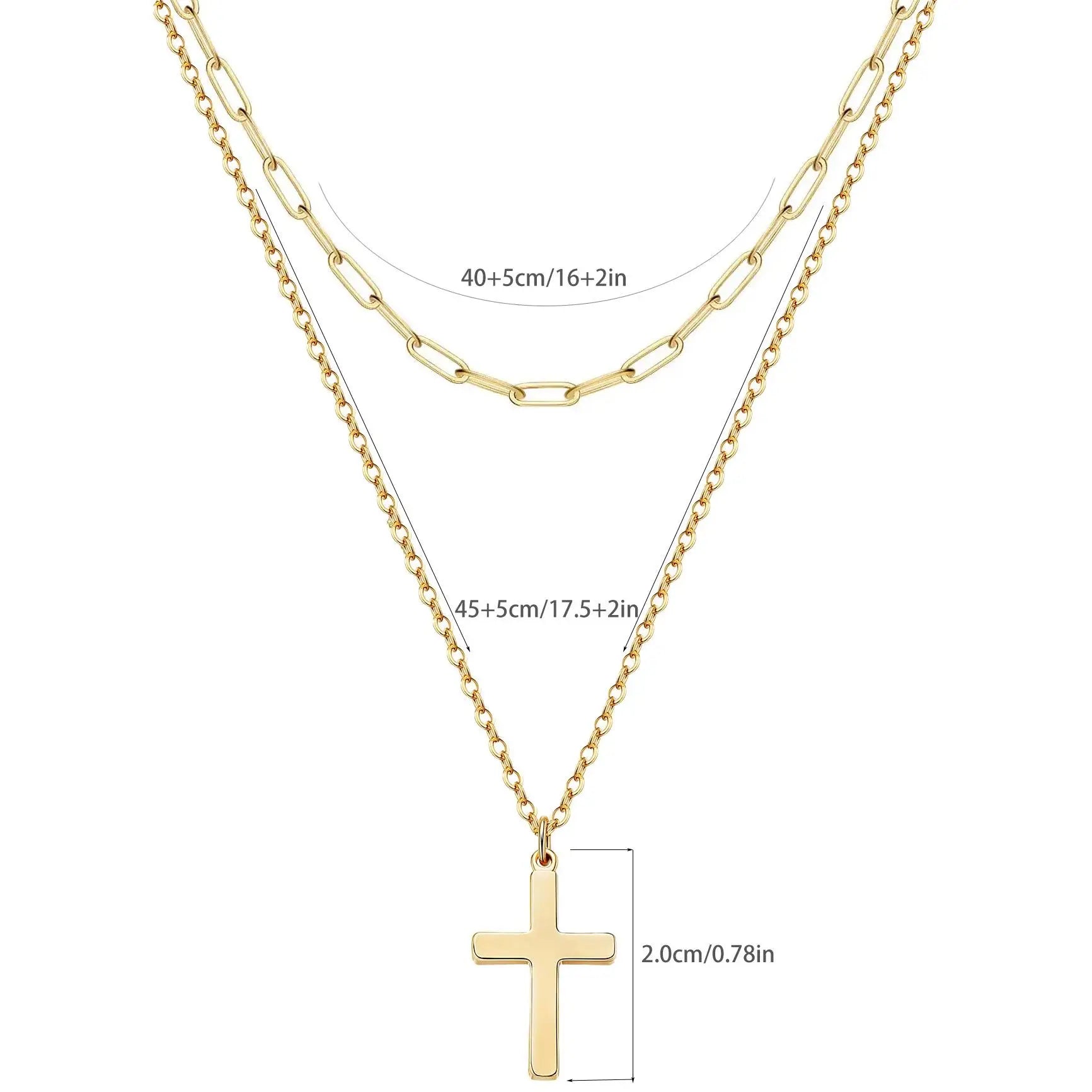 Elegant Chic Stylish Luxury Hypoallergenic Stainless Steel Multi-Layer Cross Necklace for Women Ladies Holiday Jewelry Gift
