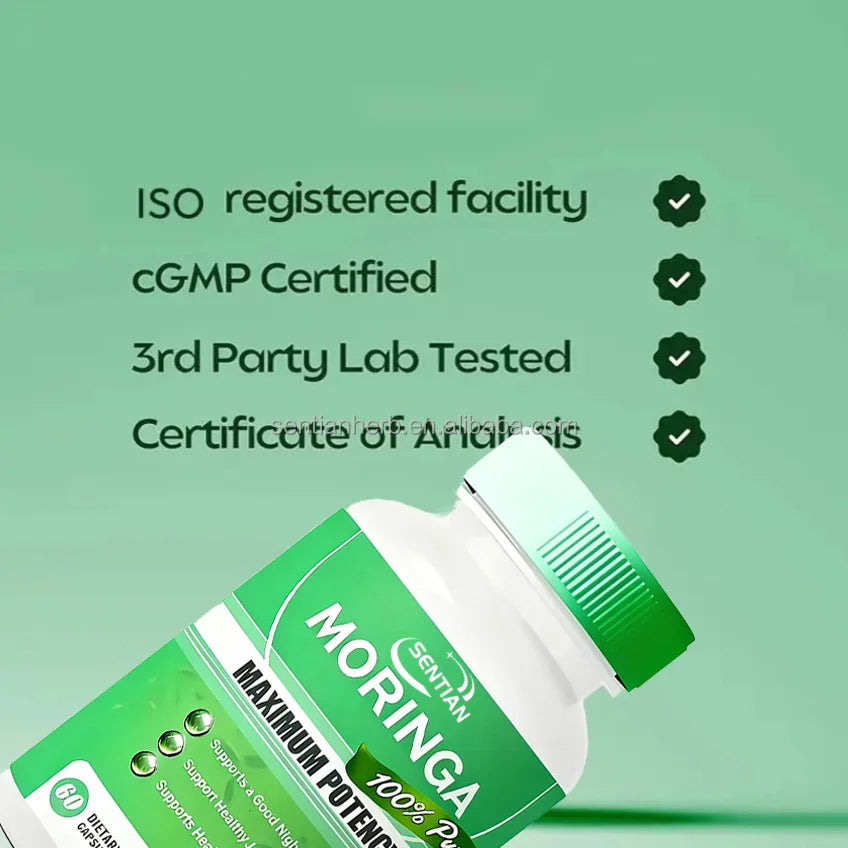 OEM Supplement Moringa Oleifera Leaf Extract Capsule Price Support Immune Bulk Organic Moringa Leaves Capsules