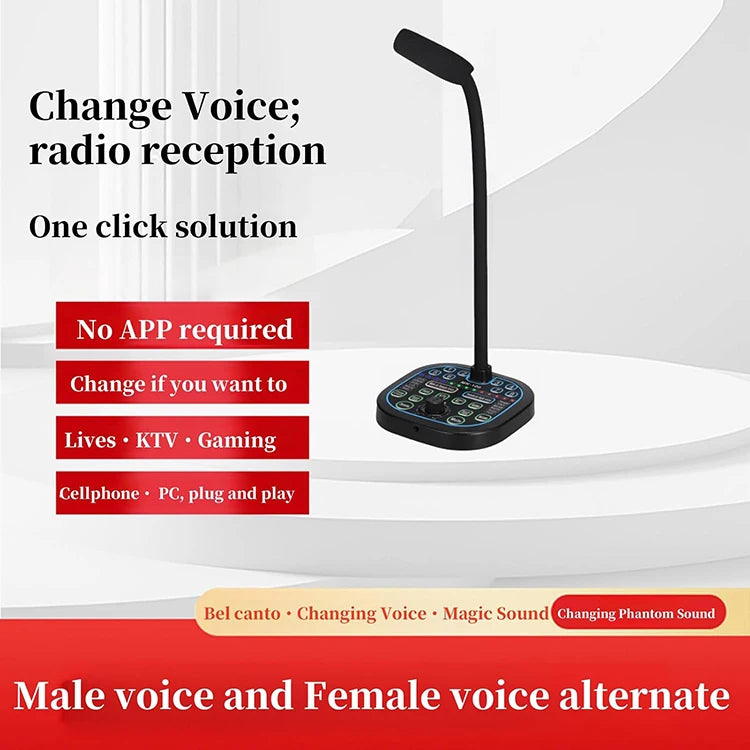 Broadcast Live Stream Sound Card USB Computer Game Microphone Real-Time Voice Changing Portable MK100 Voice Changer for Phone