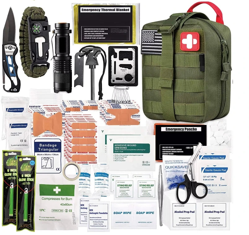 Portable Green Trauma First-Aid Kit Medical Bag for Tactical Patrol IFAK Supplies Climbing  Outdoor Hiking