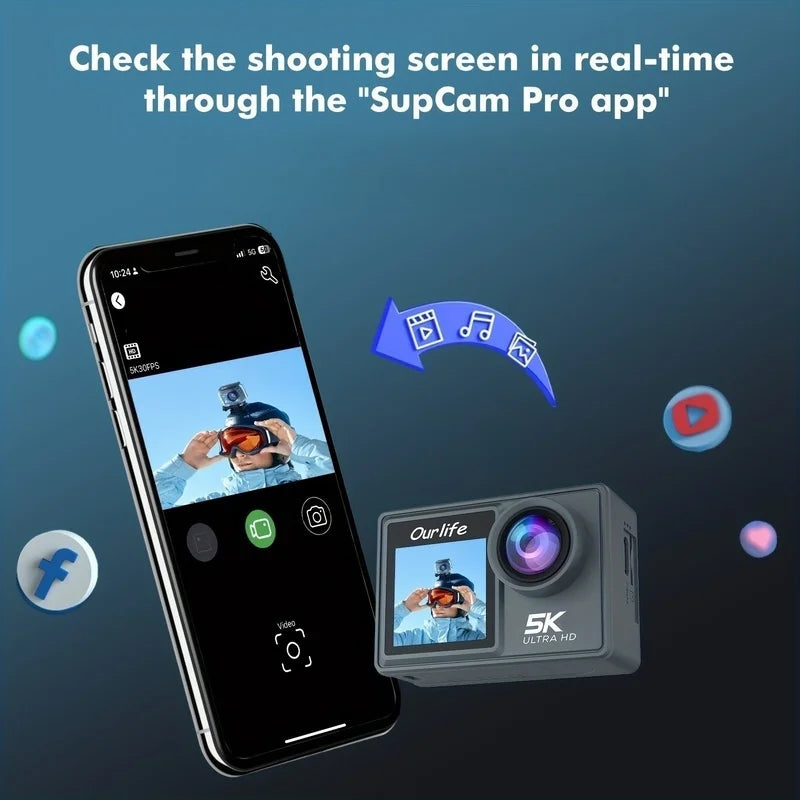 Top Selling Private 5K 30fps Action Sport Camera 4K 60fps Helmet Bike Camera with EIS from Professional Factory