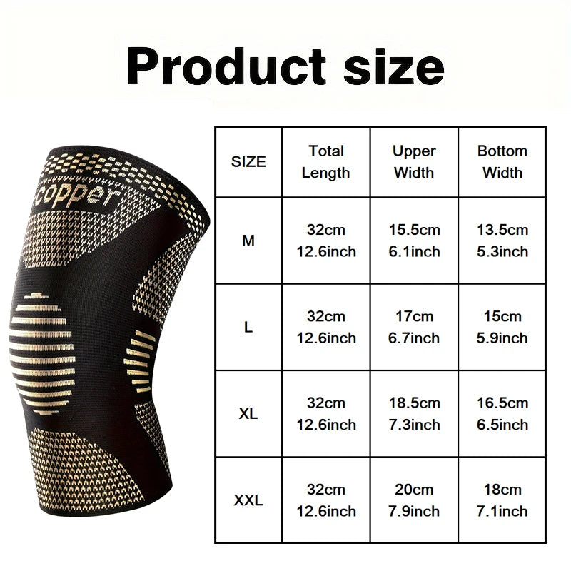 1 Pair Copper Knee Pads Ultimate Shock-Absorbing Gear for Men & Women Superior Knee Support for Sports Yoga Fitness Basketball