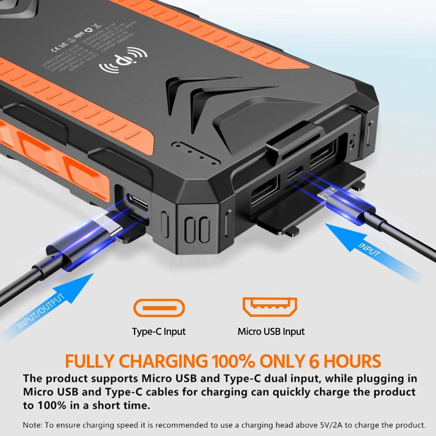 Custom Outdoor Camping Portable Mini Wireless Solar Mobile Phone Charger Waterproof 20000Mah Super Fast Charging Power Bank
