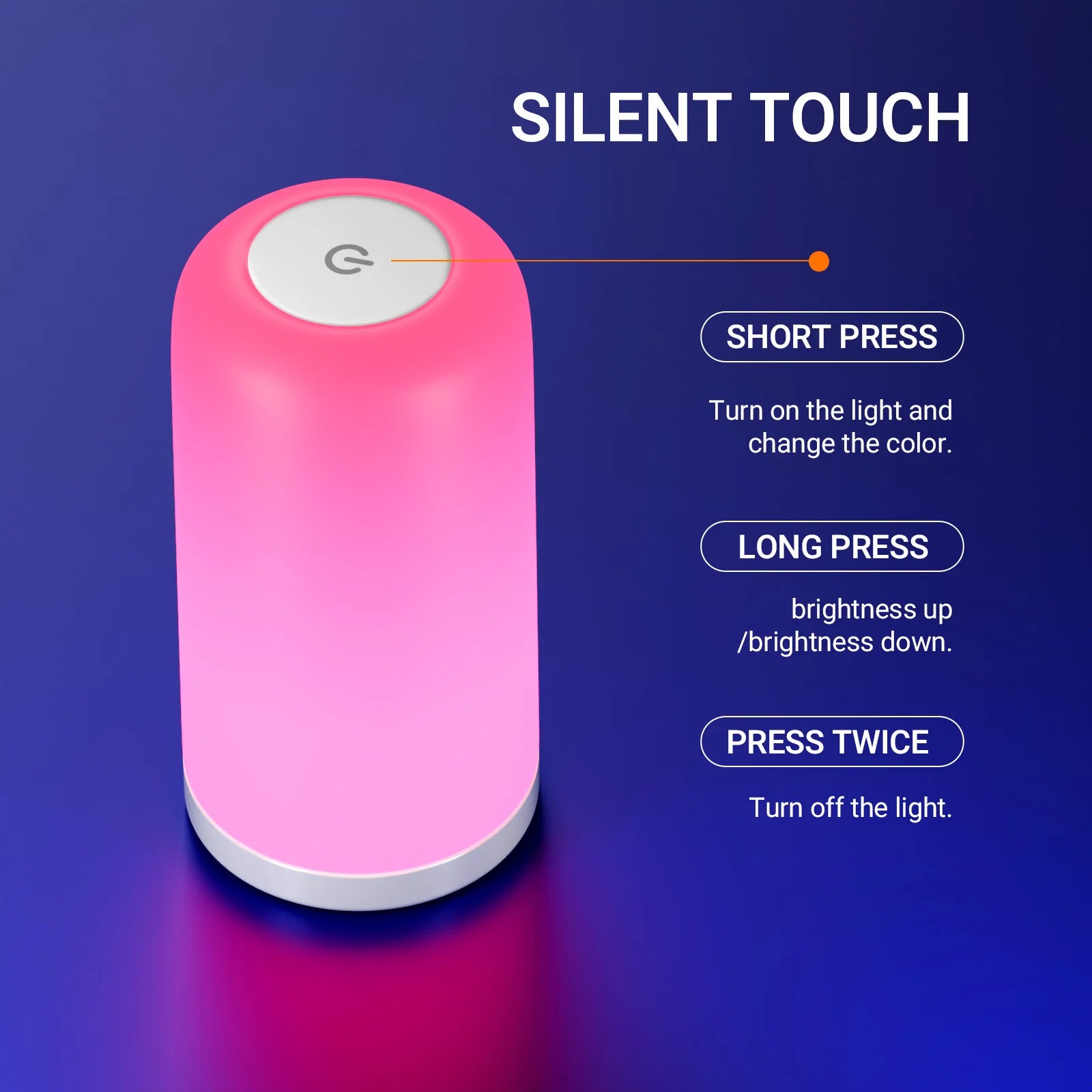 LED Desk Lamp Touch Control Dimmable RGB Colors  Modern Design Eye-Caring LED Night Light